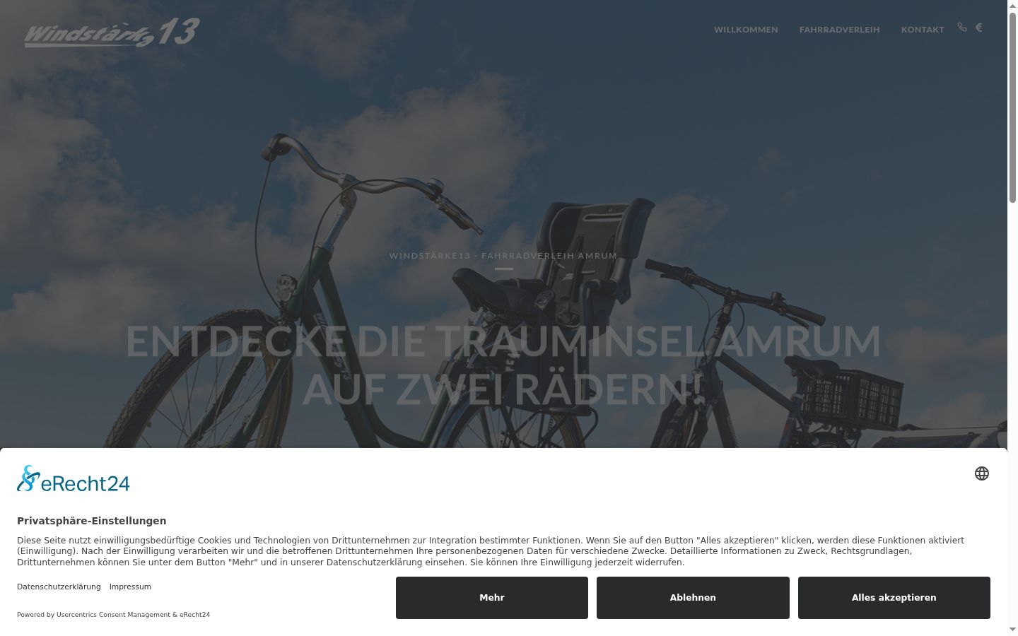 Screenshot des Einwilligungsbanners vor jeglicher Interaktion