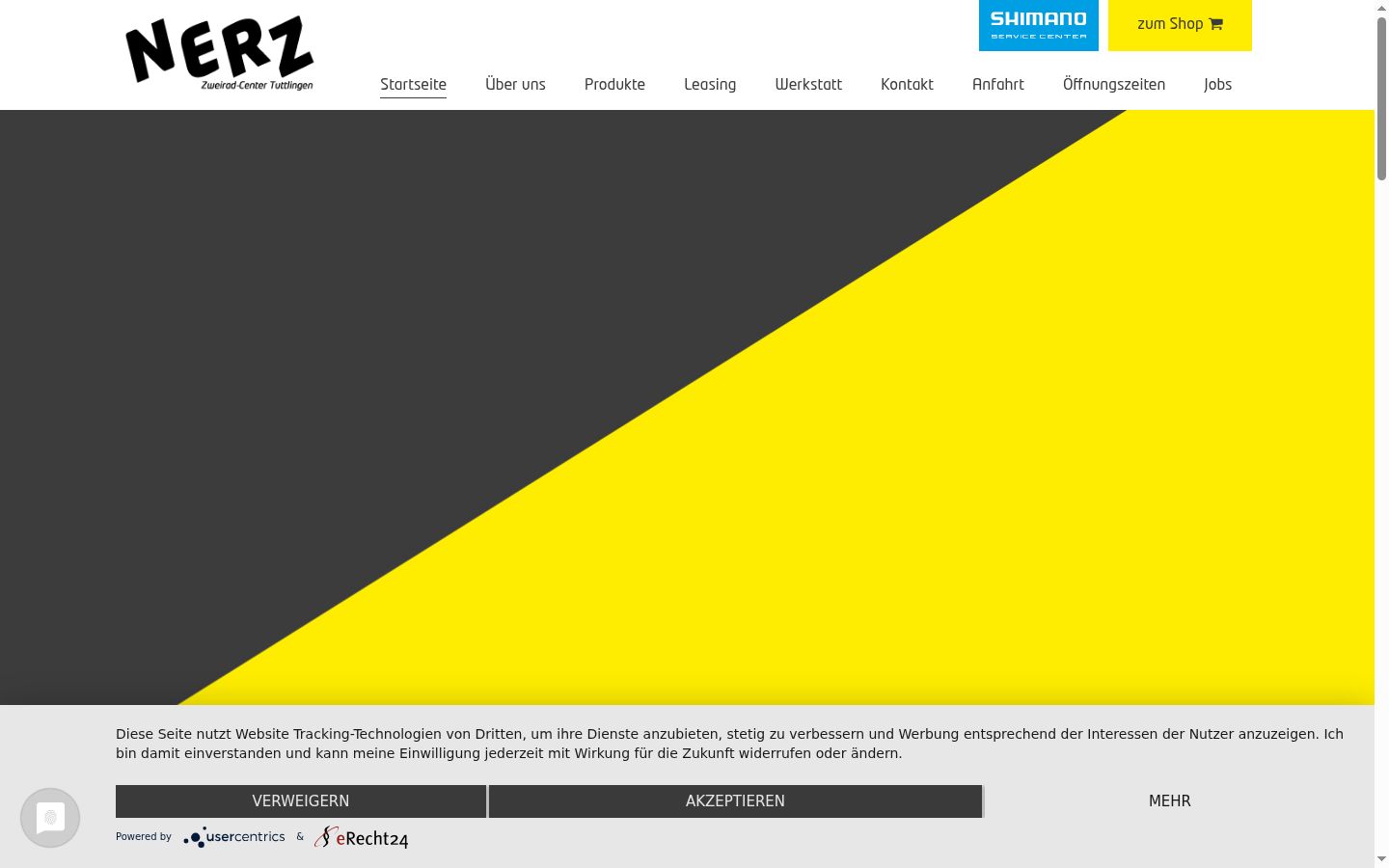Screenshot des Einwilligungsbanners vor jeglicher Interaktion