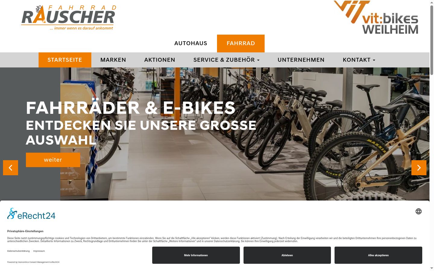 Screenshot des Einwilligungsbanners vor jeglicher Interaktion