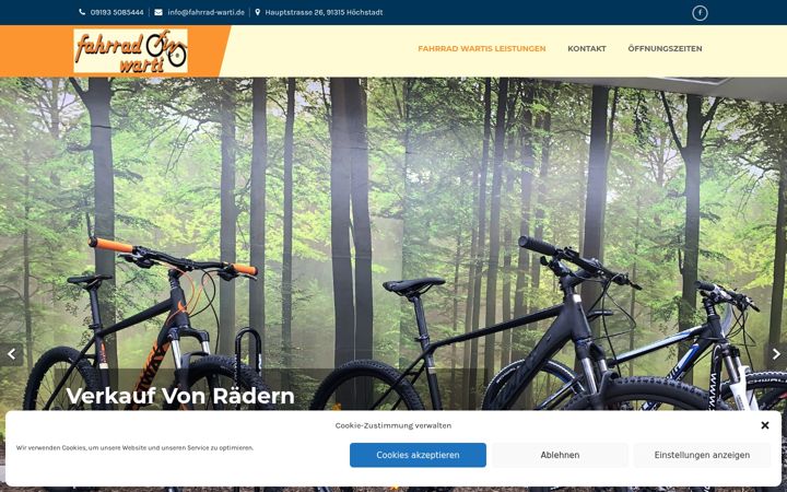 Screenshot von fahrrad-warti.de