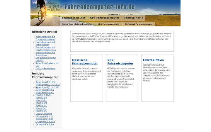 Screenshot von fahrradcomputer-info.de