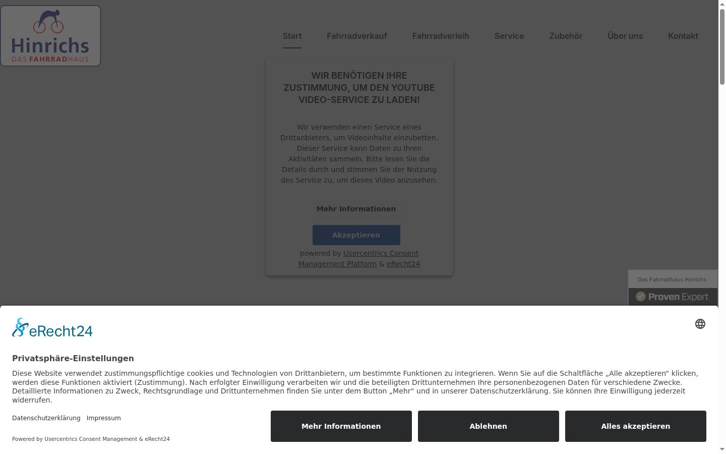 Screenshot del banner di consenso mostrato prima di qualsiasi interazione
