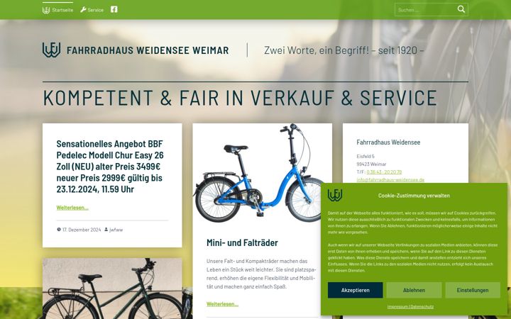 Screenshot van fahrradhaus-weidensee.de