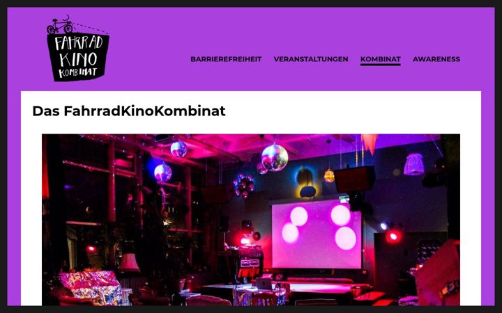 Zrzut ekranu fahrradkinokombinat.de