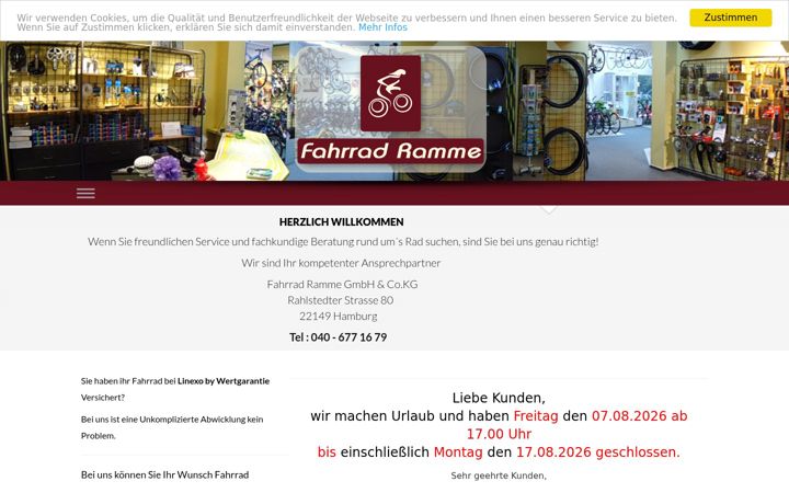 Ekraanipilt saidist fahrradramme.de