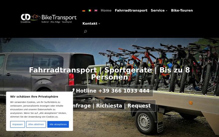 Snímek obrazovky fahrradtransport.it