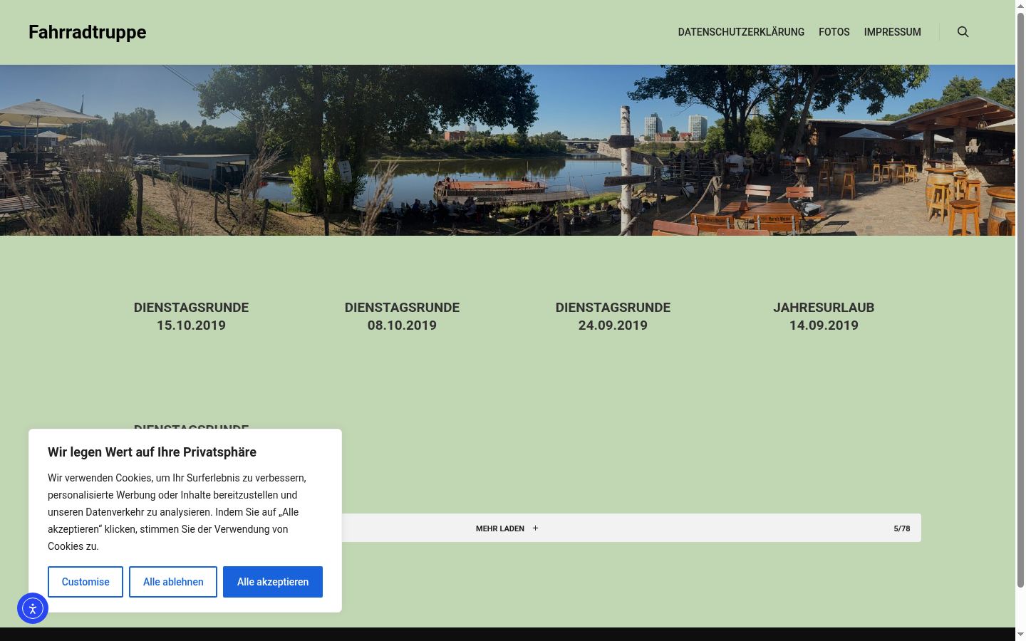 Screenshot des Einwilligungsbanners vor jeglicher Interaktion
