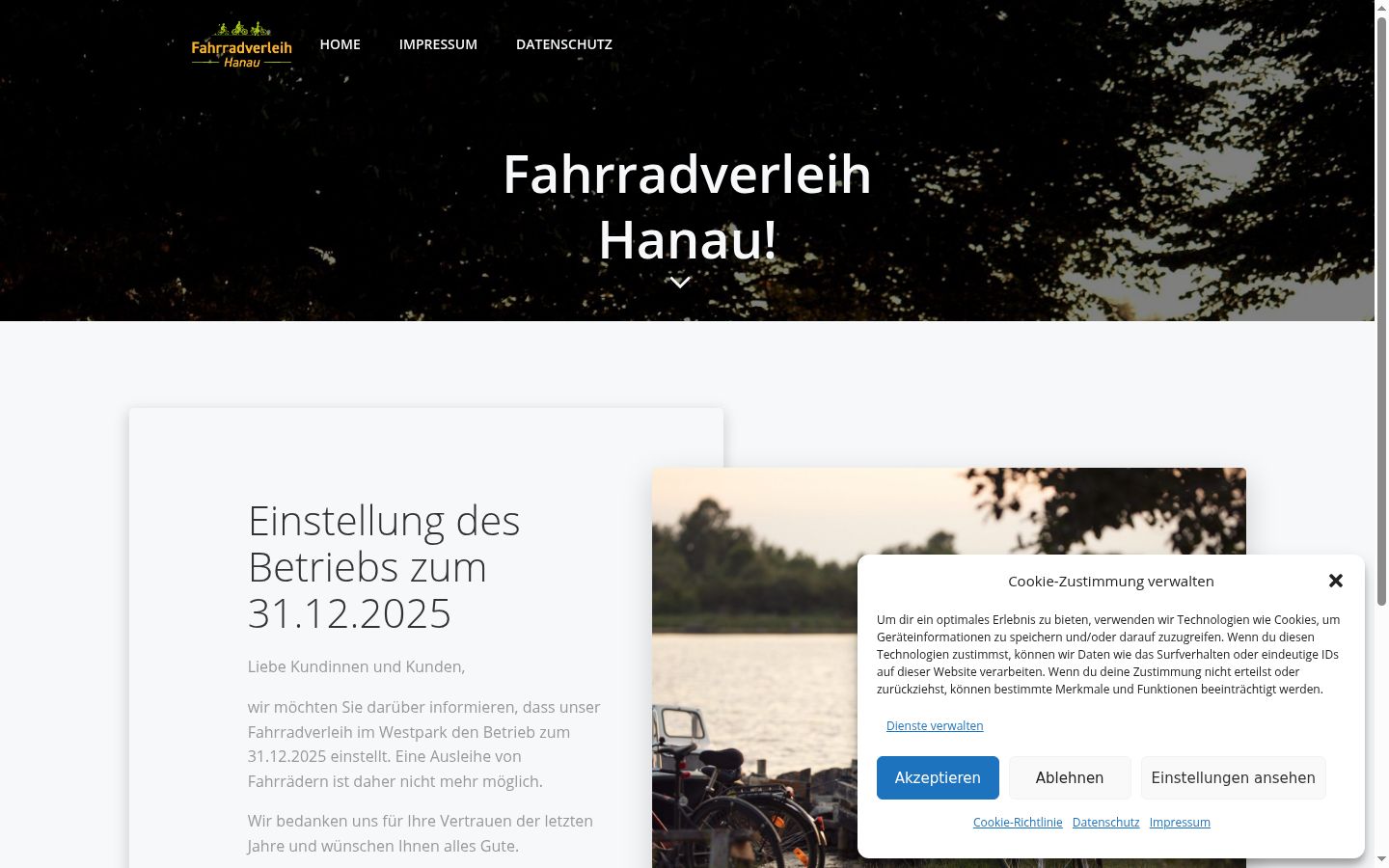 Screenshot des Einwilligungsbanners vor jeglicher Interaktion