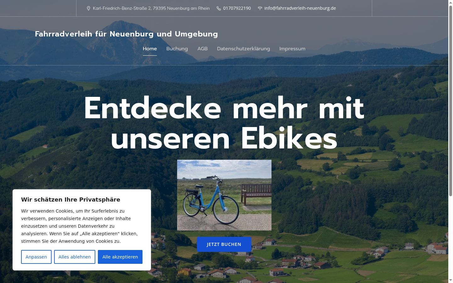 Screenshot des Einwilligungsbanners vor jeglicher Interaktion