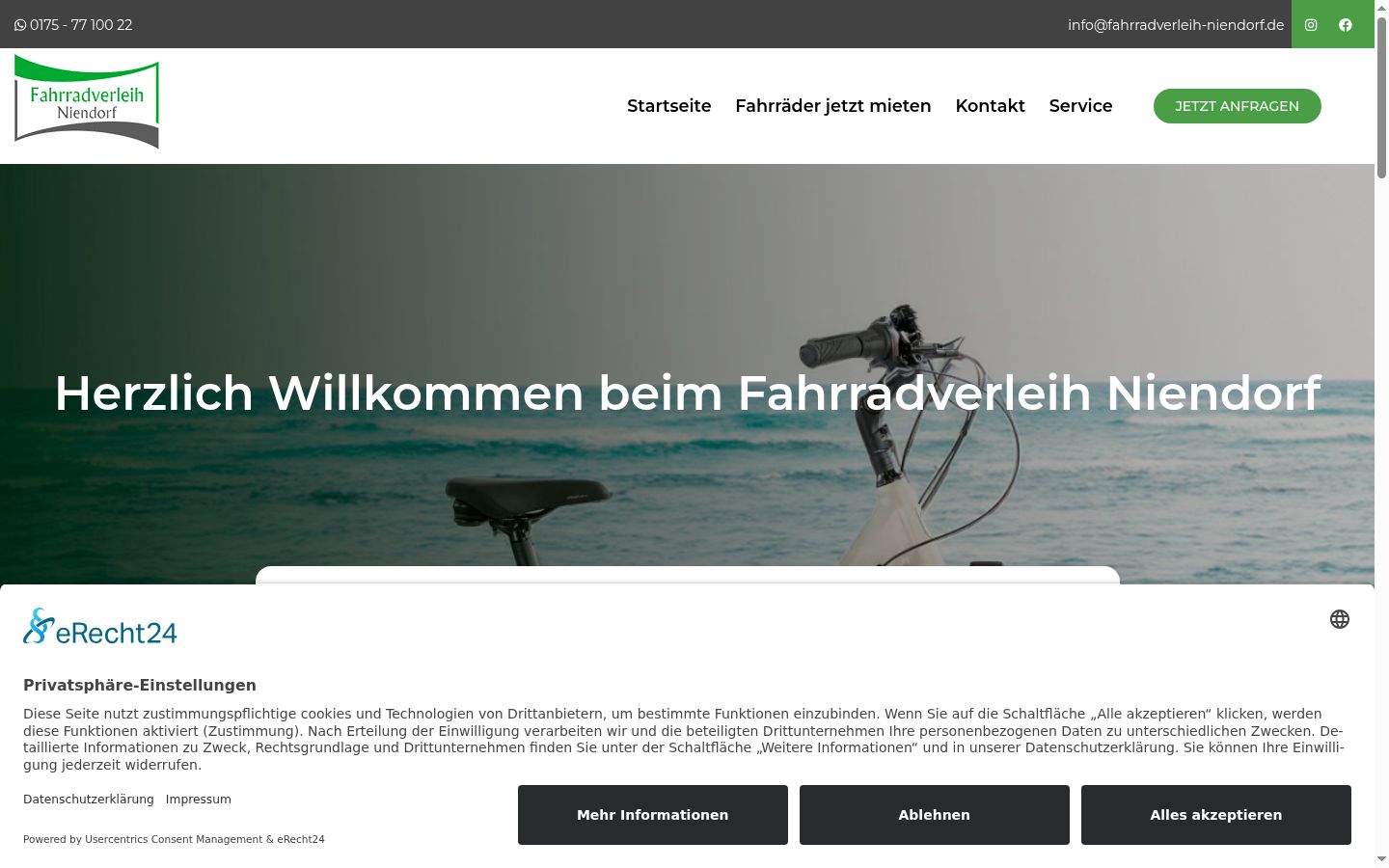 Screenshot des Einwilligungsbanners vor jeglicher Interaktion