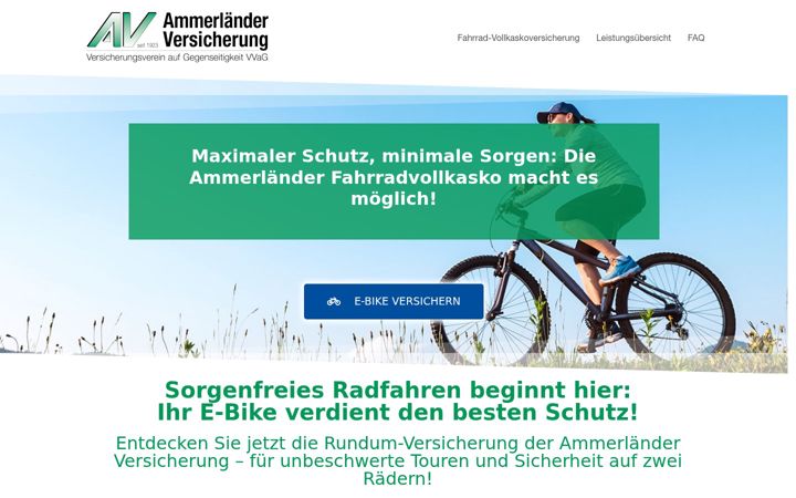 Screenshot von fahrradvollkasko.de