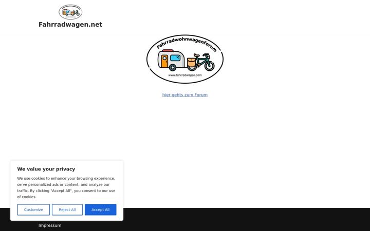 Screenshot of fahrradwagen.net