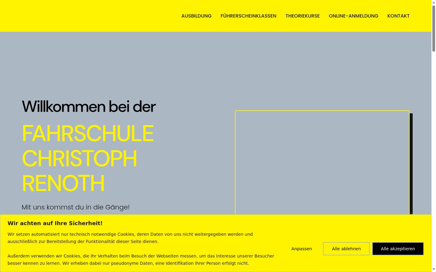 Screenshot des Einwilligungsbanners vor jeglicher Interaktion