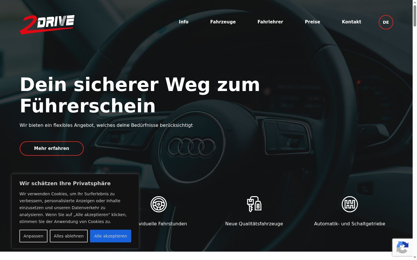 Screenshot des Einwilligungsbanners vor jeglicher Interaktion