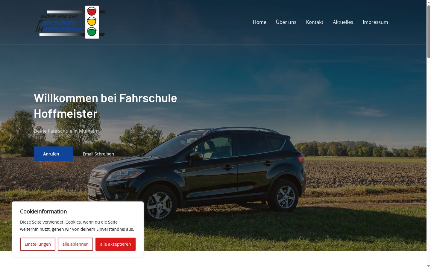 Screenshot des Einwilligungsbanners vor jeglicher Interaktion
