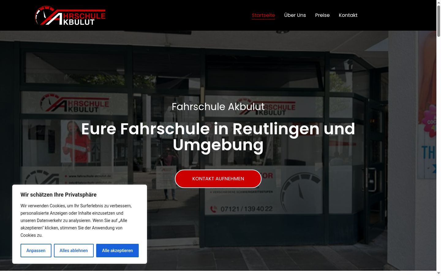 Screenshot des Einwilligungsbanners vor jeglicher Interaktion