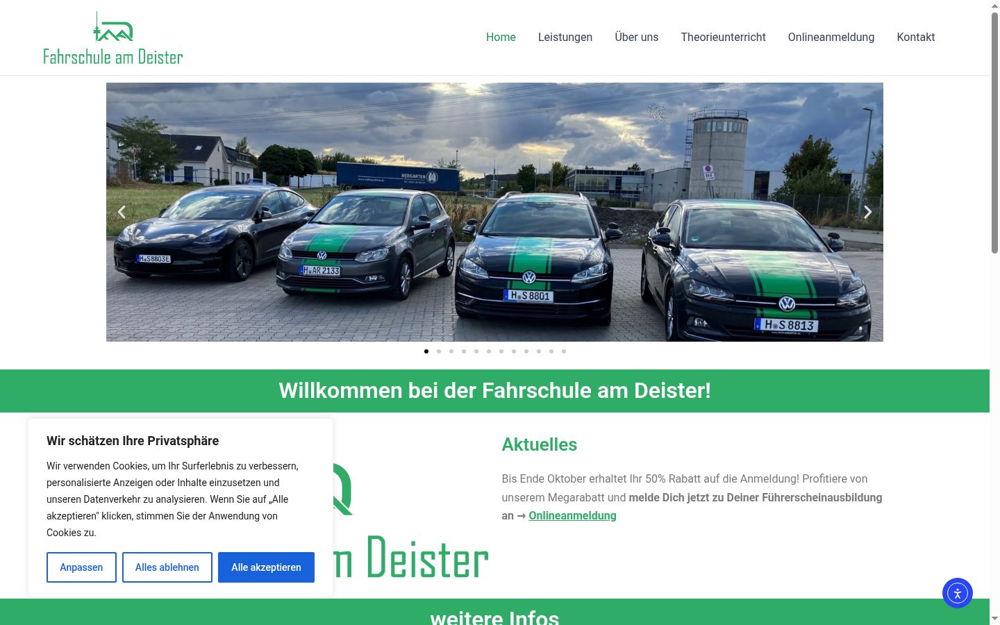 Screenshot des Einwilligungsbanners vor jeglicher Interaktion