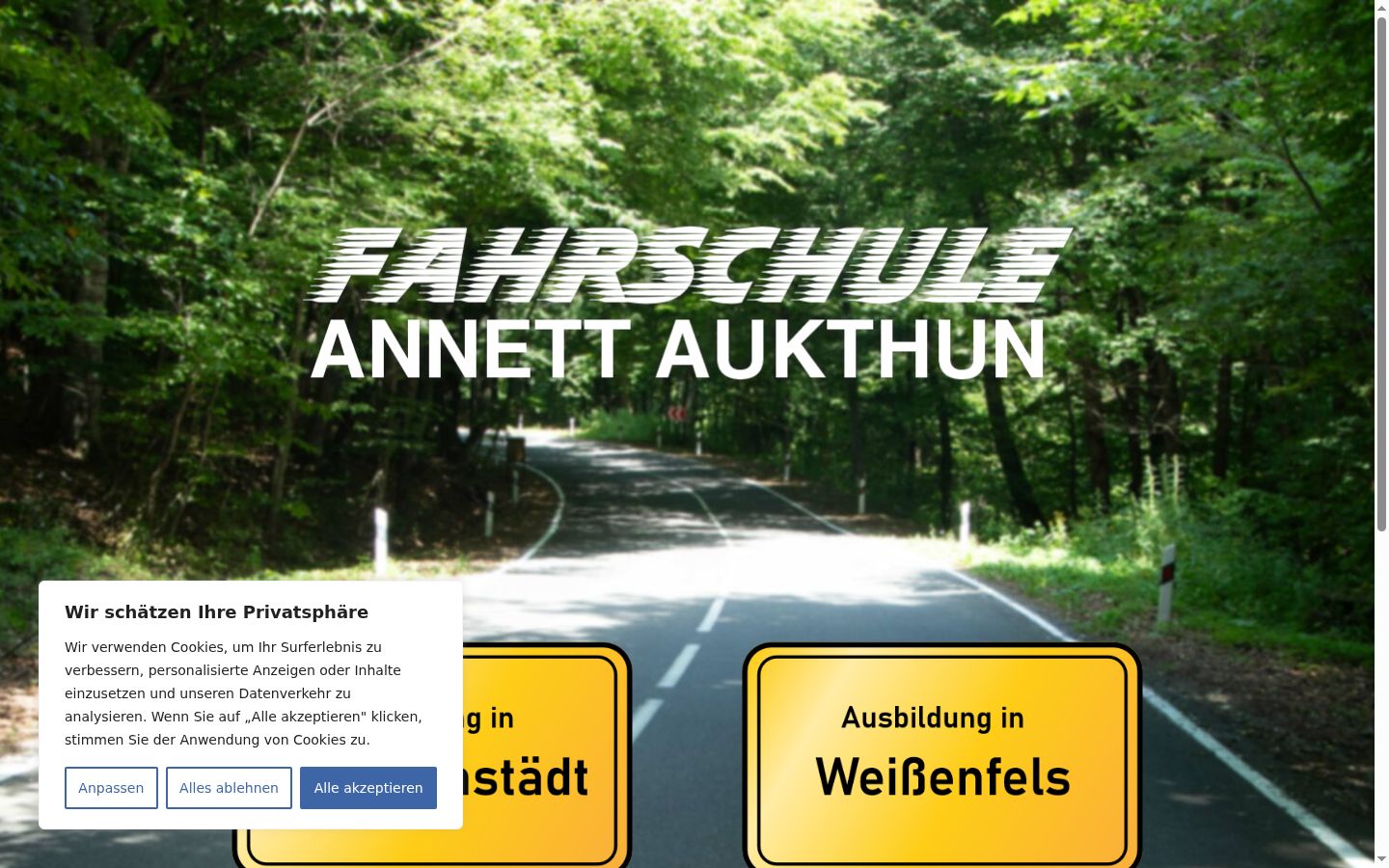 Screenshot des Einwilligungsbanners vor jeglicher Interaktion