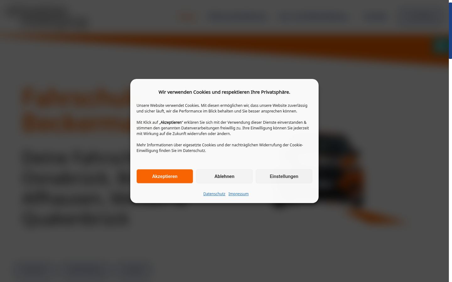 Skärmbild av samtyckesbannern som visades före någon interaktion