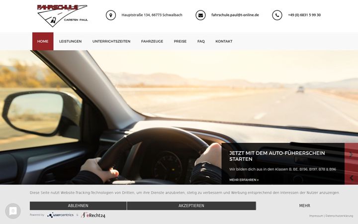 Ekrānuzņēmums no fahrschule-carsten-paul.de