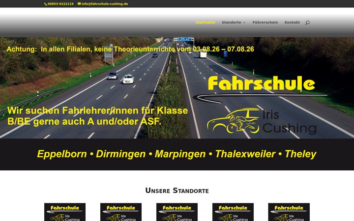 Ekrānuzņēmums no fahrschule-cushing.de