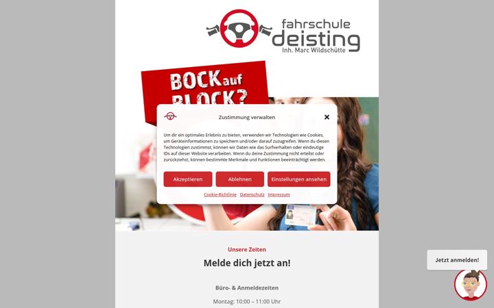 Ekrānuzņēmums no fahrschule-deisting.de