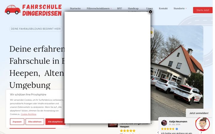 Ekrānuzņēmums no fahrschule-dingerdissen.de
