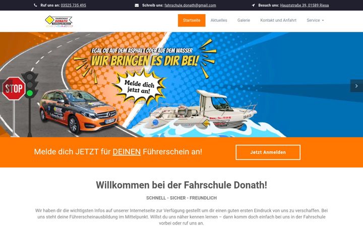 Screenshot of fahrschule-donath.de
