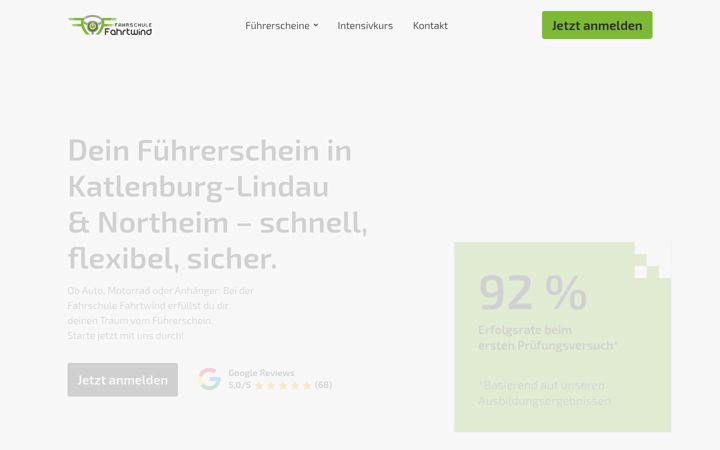 Screenshot of fahrschule-fahrtwind.com