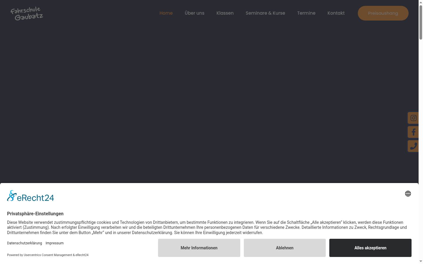 Screenshot του banner συγκατάθεσης που εμφανίστηκε πριν από οποιαδήποτε αλληλεπίδραση