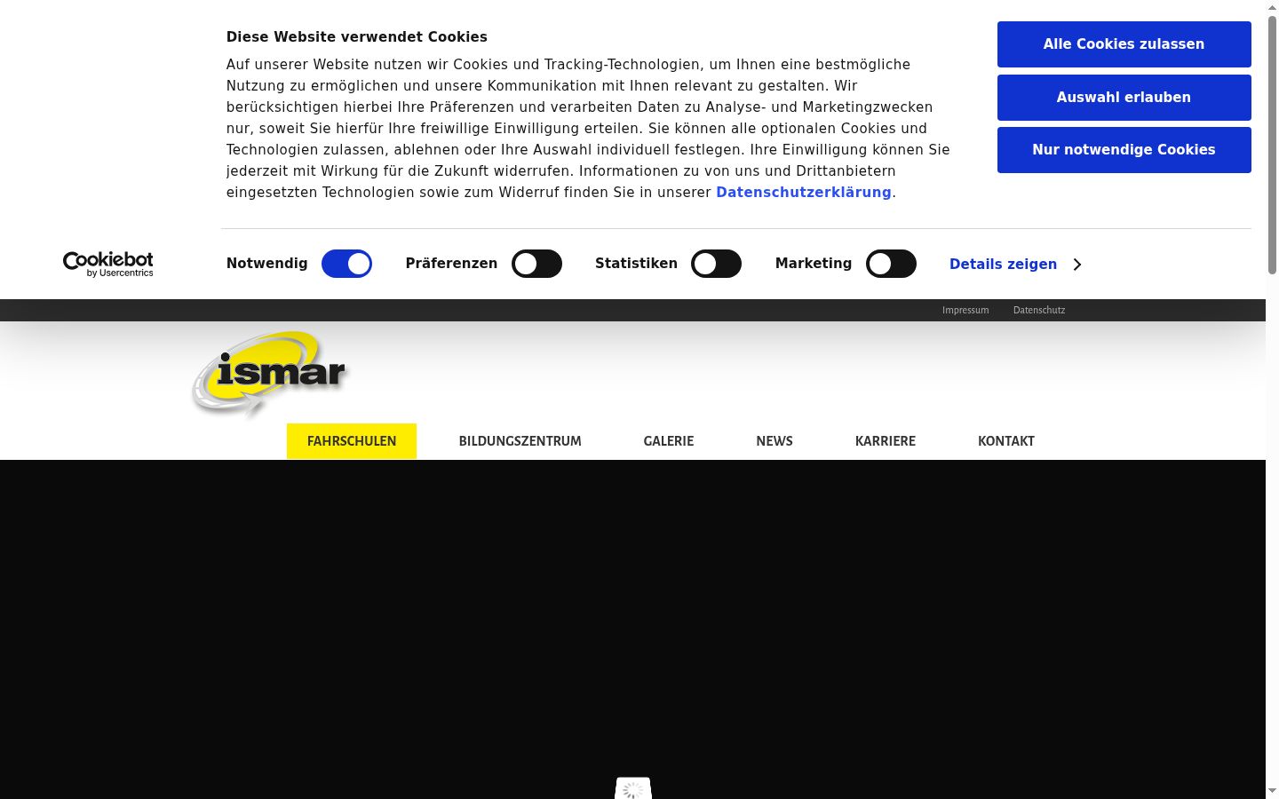 Screenshot des Einwilligungsbanners vor jeglicher Interaktion