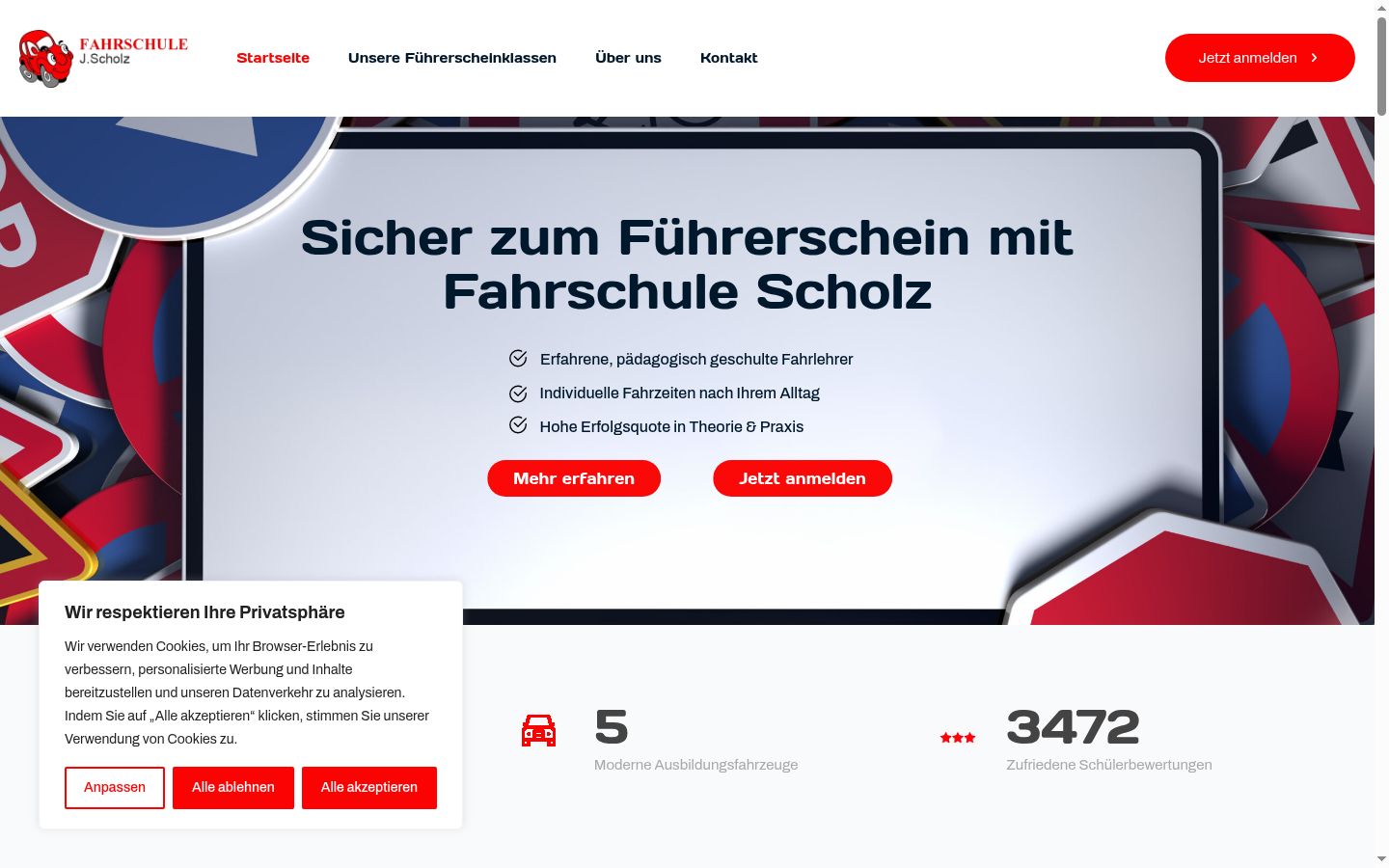 Screenshot del banner di consenso mostrato prima di qualsiasi interazione