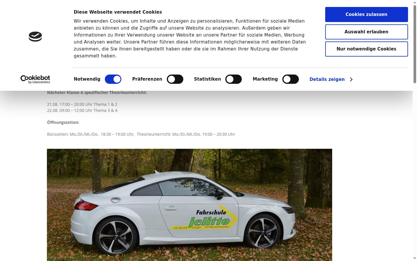 Screenshot del banner di consenso mostrato prima di qualsiasi interazione