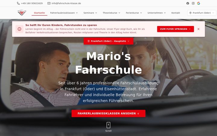 Screenshot of fahrschule-klasse.de