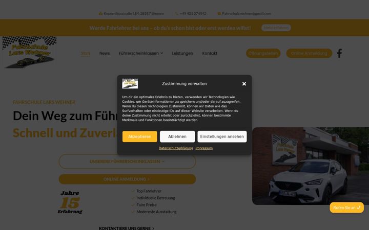 Screenshot of fahrschule-lars-wehner.de