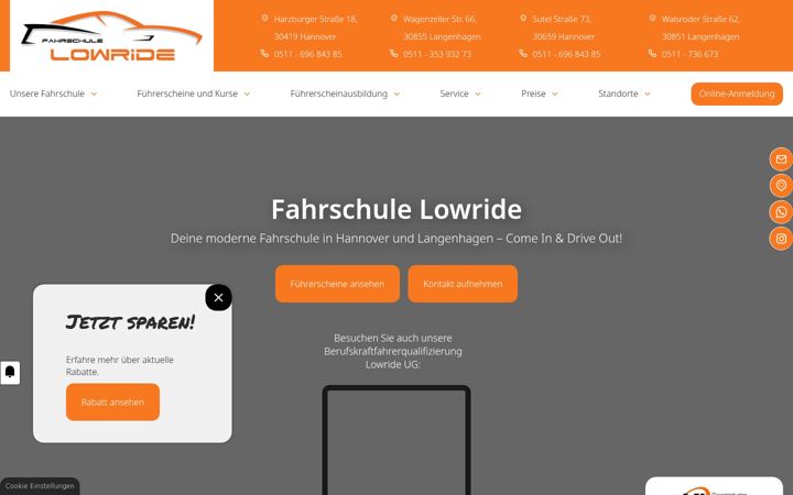 Screenshot von fahrschule-lowride.de