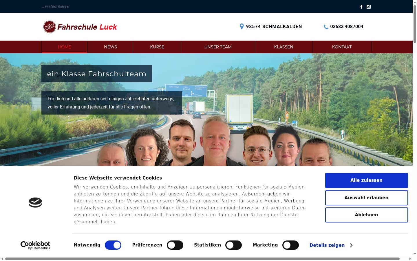 Screenshot des Einwilligungsbanners vor jeglicher Interaktion