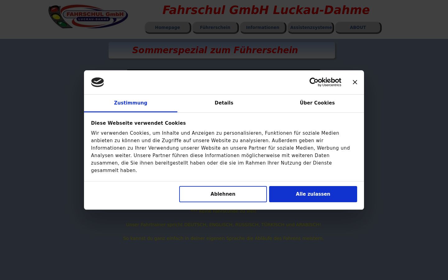 Screenshot van de toestemmingsbanner zoals getoond vóór enige interactie