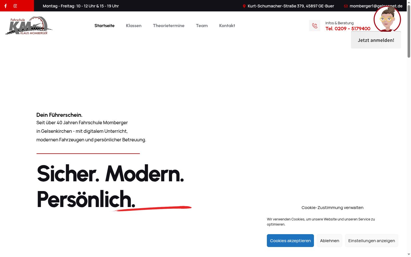 Screenshot des Einwilligungsbanners vor jeglicher Interaktion