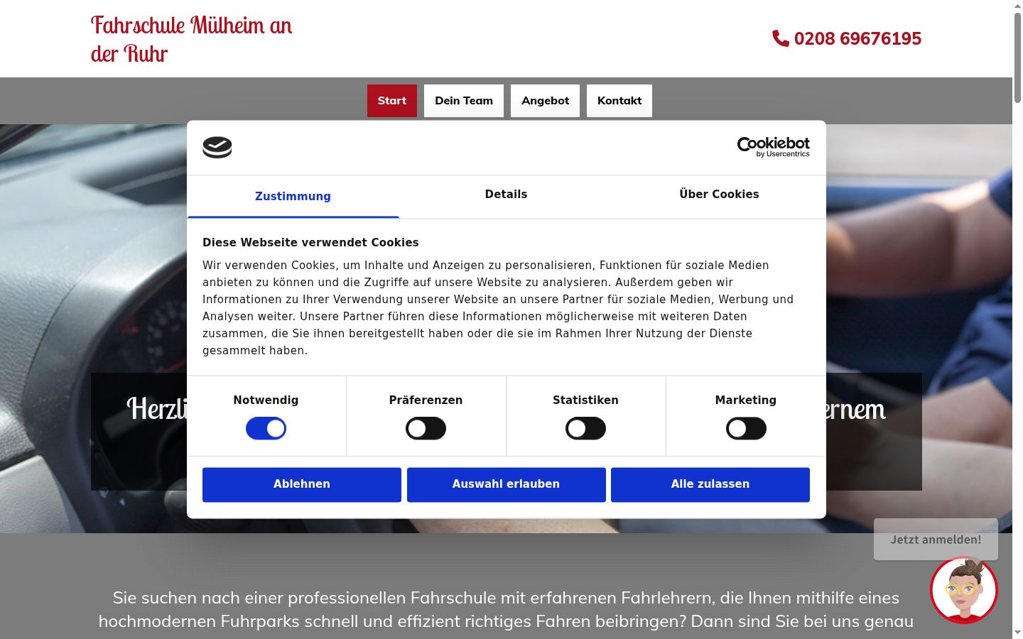 Screenshot of the consent banner shown before any interaction
