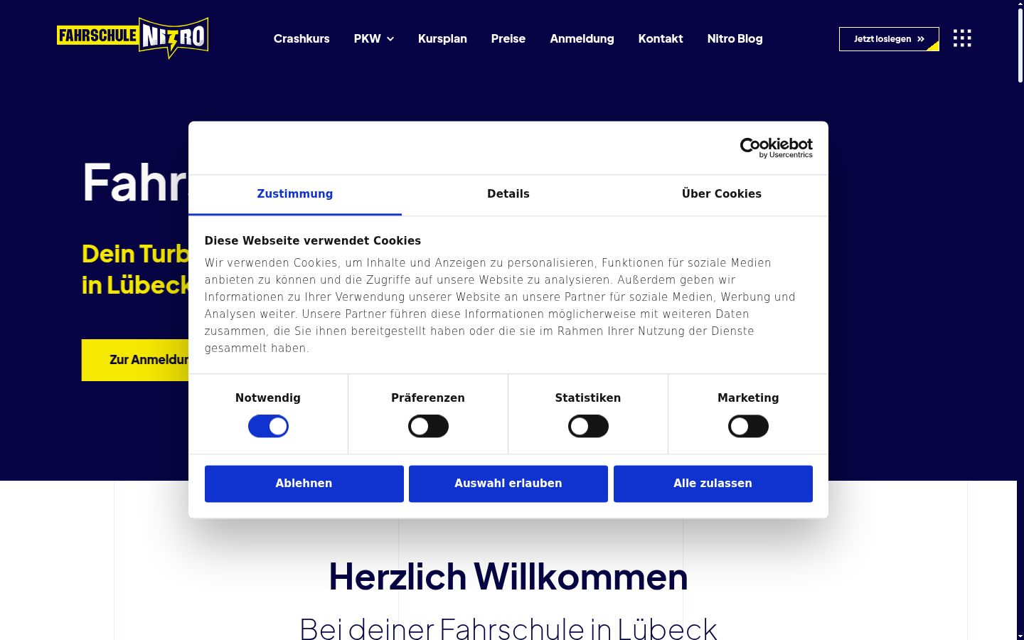 Screenshot of the consent banner shown before any interaction