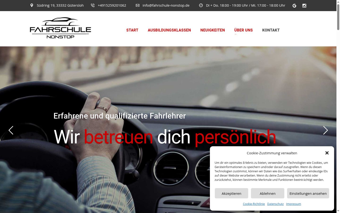 Screenshot of the consent banner shown before any interaction
