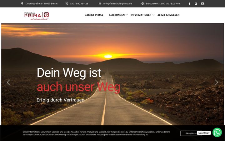 Zrzut ekranu fahrschule-prima.de