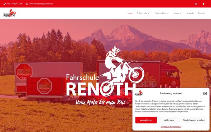 Skærmbillede af fahrschule-renoth.de