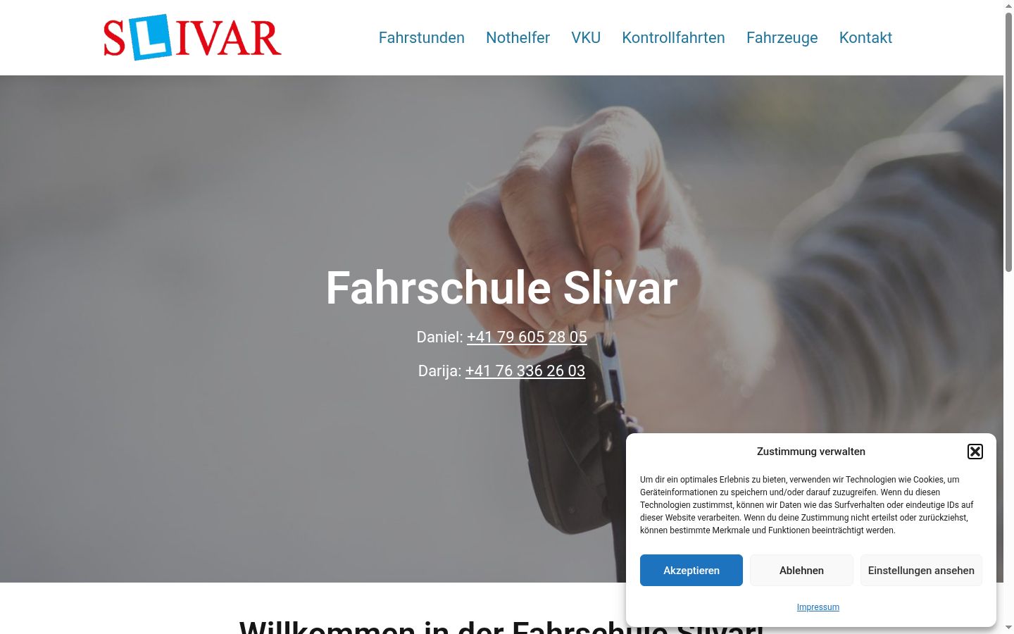 Screenshot des Einwilligungsbanners vor jeglicher Interaktion