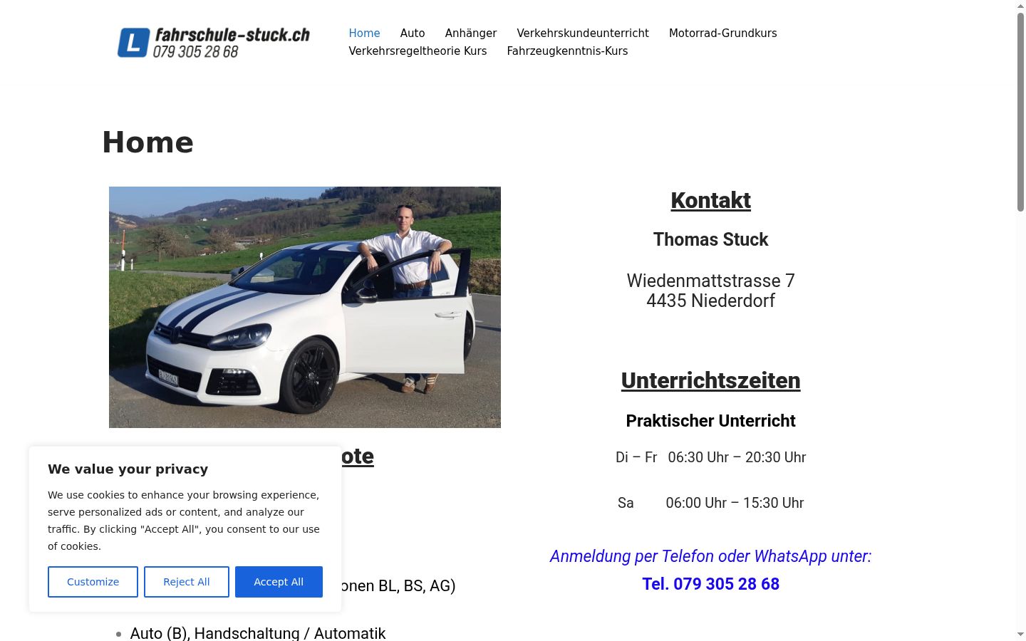 Screenshot des Einwilligungsbanners vor jeglicher Interaktion