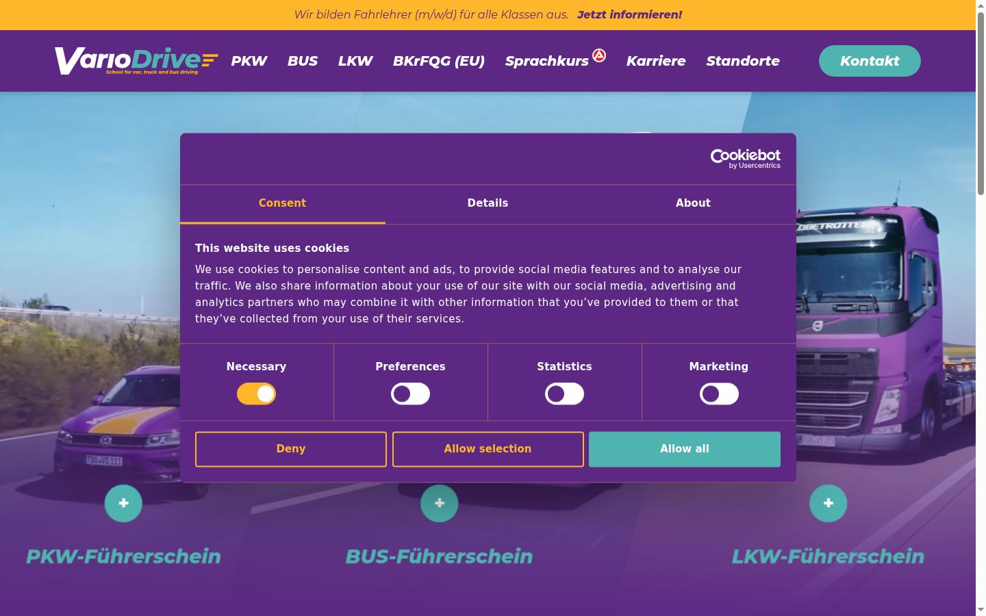 Screenshot tal-banner tal-kunsens muri qabel kwalunkwe interazzjoni