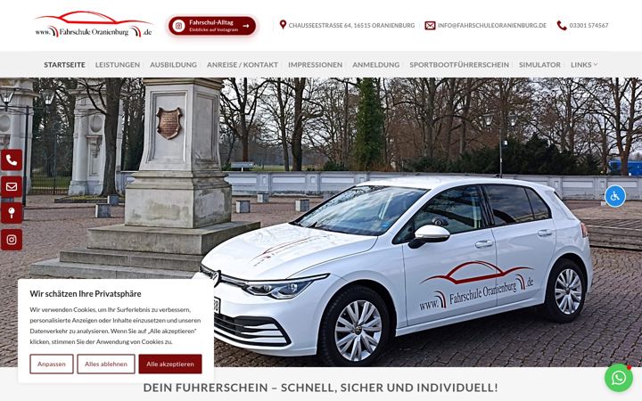 Screenshot of fahrschuleoranienburg.de