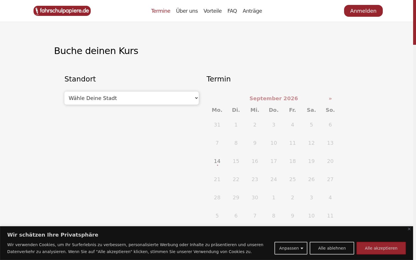Screenshot of the consent banner shown before any interaction