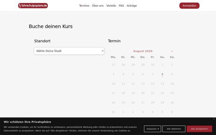 Screenshot of fahrschulpapiere.de